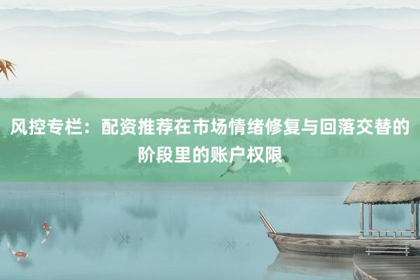 风控专栏：配资推荐在市场情绪修复与回落交替的阶段里的账户权限