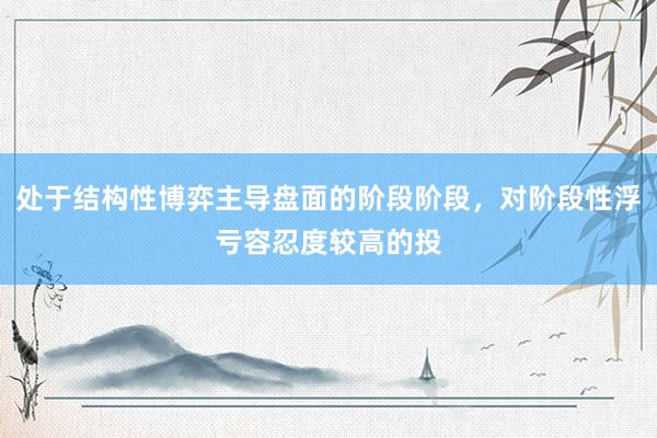 处于结构性博弈主导盘面的阶段阶段，对阶段性浮亏容忍度较高的投