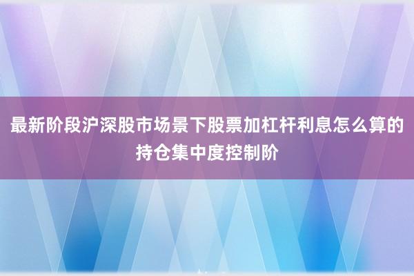 最新阶段沪深股市场景下股票加杠杆利息怎么算的持仓集中度控制阶