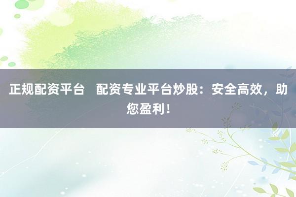 正规配资平台   配资专业平台炒股：安全高效，助您盈利！