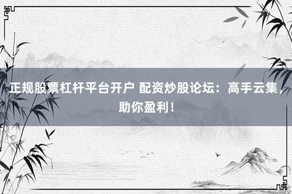 正规股票杠杆平台开户 配资炒股论坛：高手云集，助你盈利！
