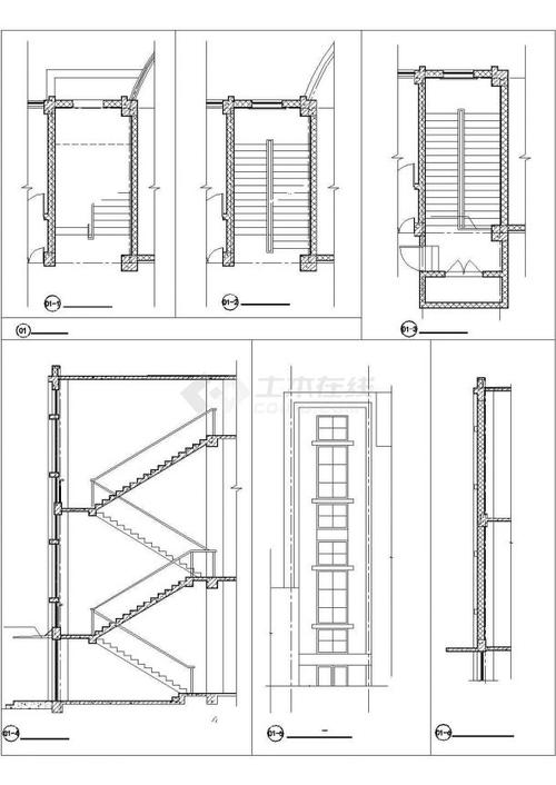 上海崇明岛某村镇私人住宅镂楼梯建筑设计cad施工图